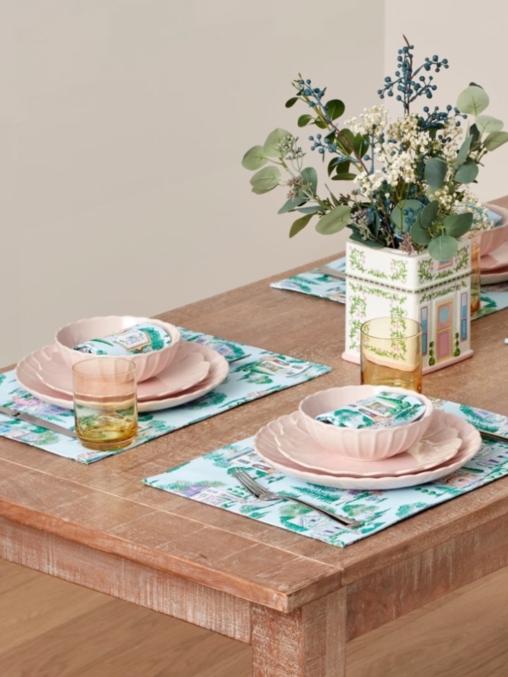 NWT Lenox Spice Village Allover Placemats Set of 4 Blue 13” x 19”